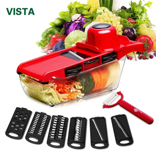 KitchenBuddy Food Mandoline Cutter, Slicer, Peeler, Shredder, Grater W/ Steel Blade