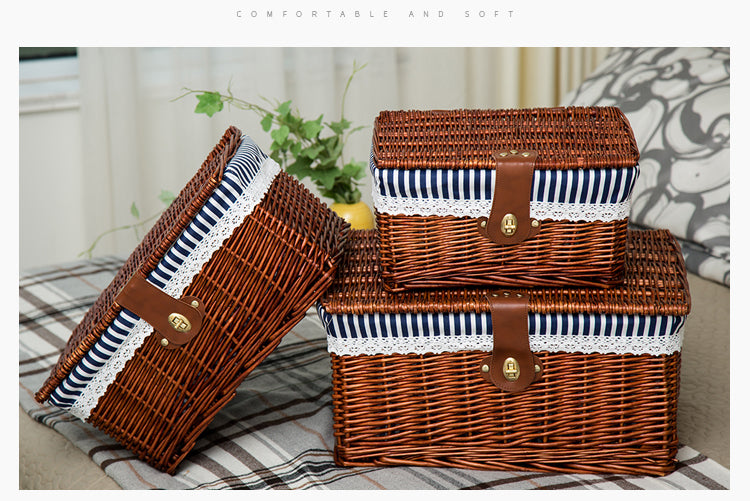 Heart & Home Woven Wicker Picnic & Storage Basket