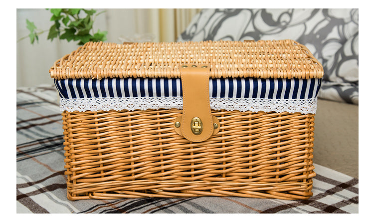 Heart & Home Woven Wicker Picnic & Storage Basket