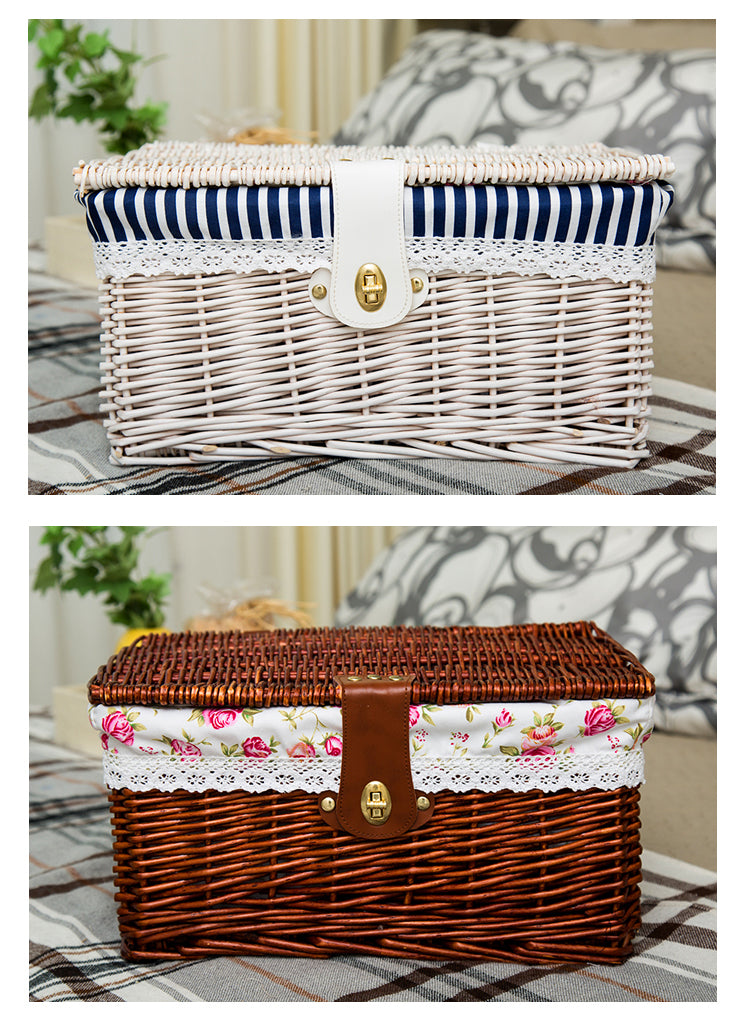 Heart & Home Woven Wicker Picnic & Storage Basket