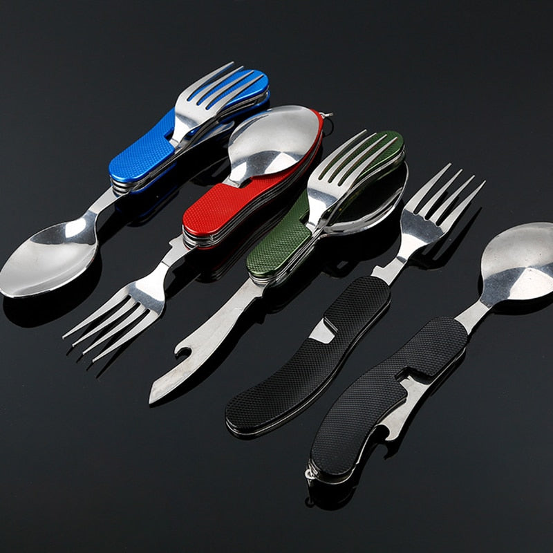 4 in 1 Outdoor Adventurer Folding Travel Utensils