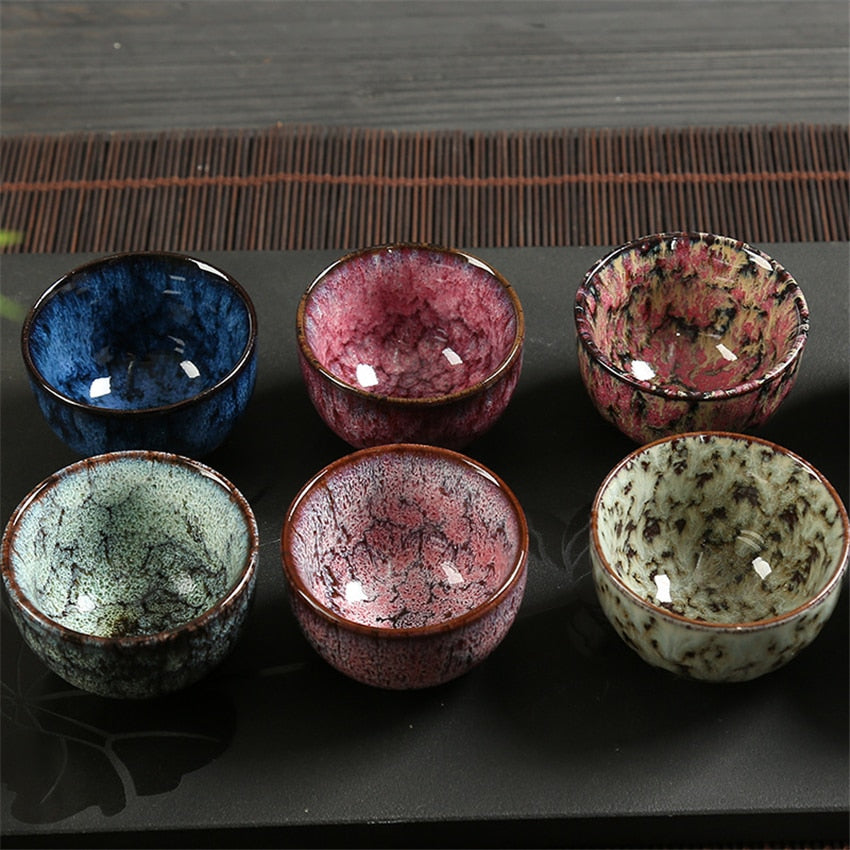 8 pcs/set Chinese Ceramic Tea Cup Ice Cracked Glaze Cup Kung Fu teaset Small Porcelain Tea Bowl Teacup Tea Accessories Drinkware