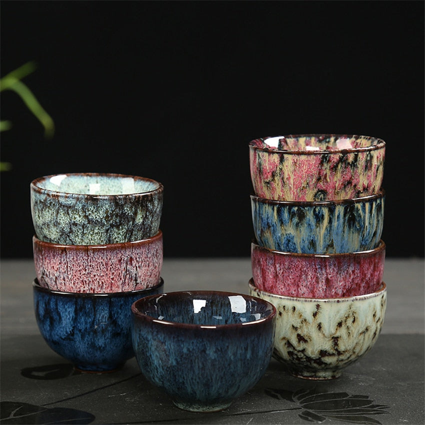 8 pcs/set Chinese Ceramic Tea Cup Ice Cracked Glaze Cup Kung Fu teaset Small Porcelain Tea Bowl Teacup Tea Accessories Drinkware