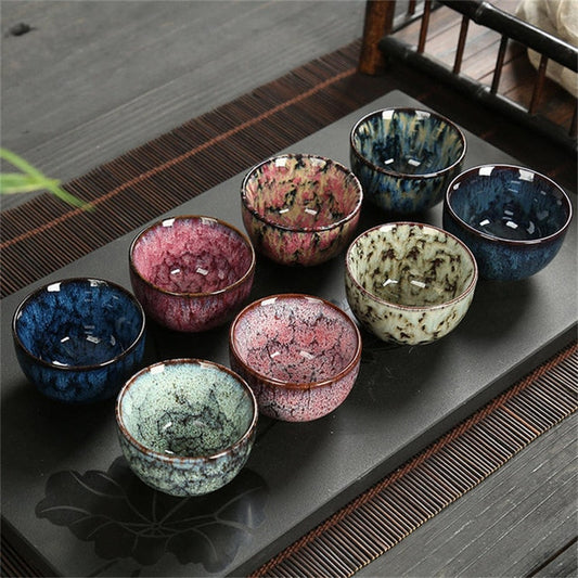 8 pcs/set Chinese Ceramic Tea Cup Ice Cracked Glaze Cup Kung Fu teaset Small Porcelain Tea Bowl Teacup Tea Accessories Drinkware