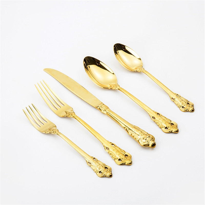 Gold Vintage Cutlery 5-Piece Cutlery Set