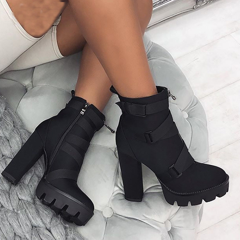 Boutique All Black Waterproof Platform Boots