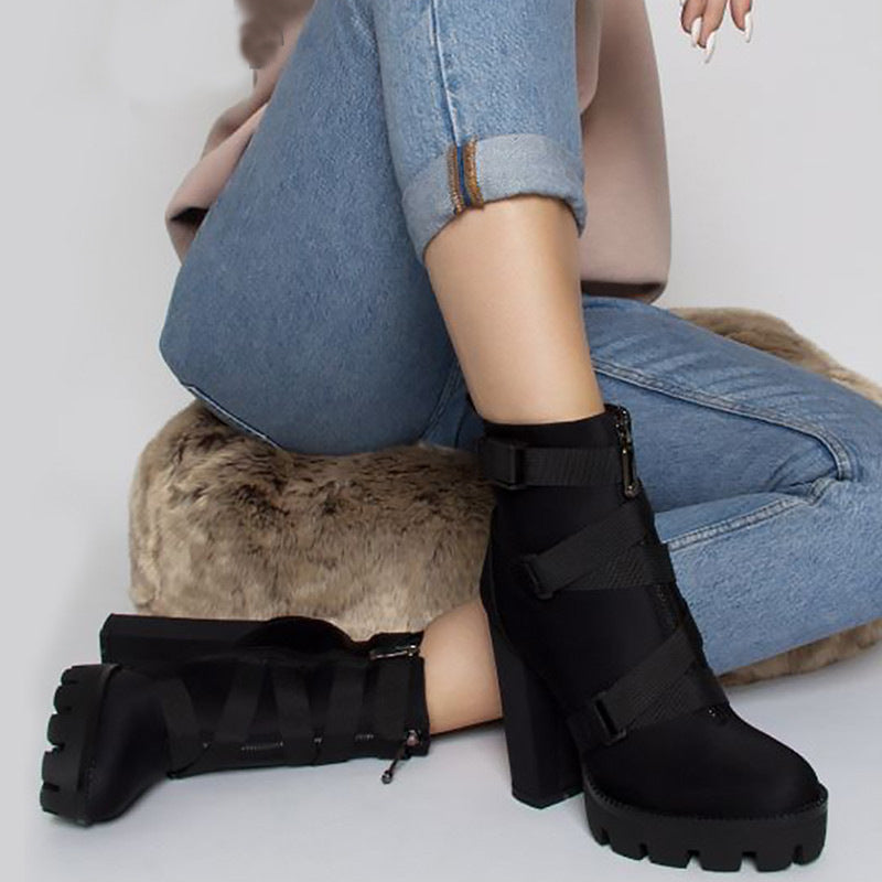 Boutique All Black Waterproof Platform Boots