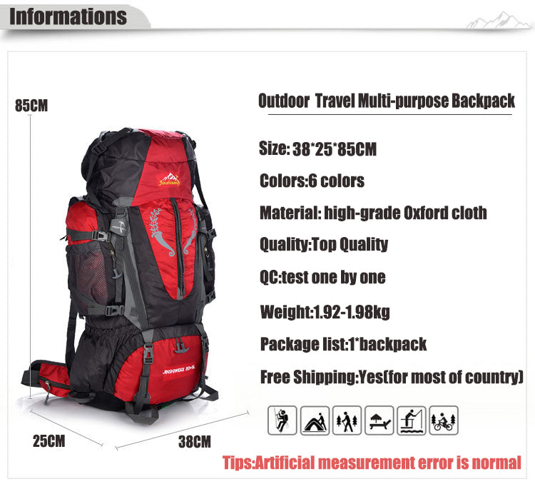 The Thrill of Outdoors 85L Multi-Purpose Backpack - Hiking/Climbing/Camping