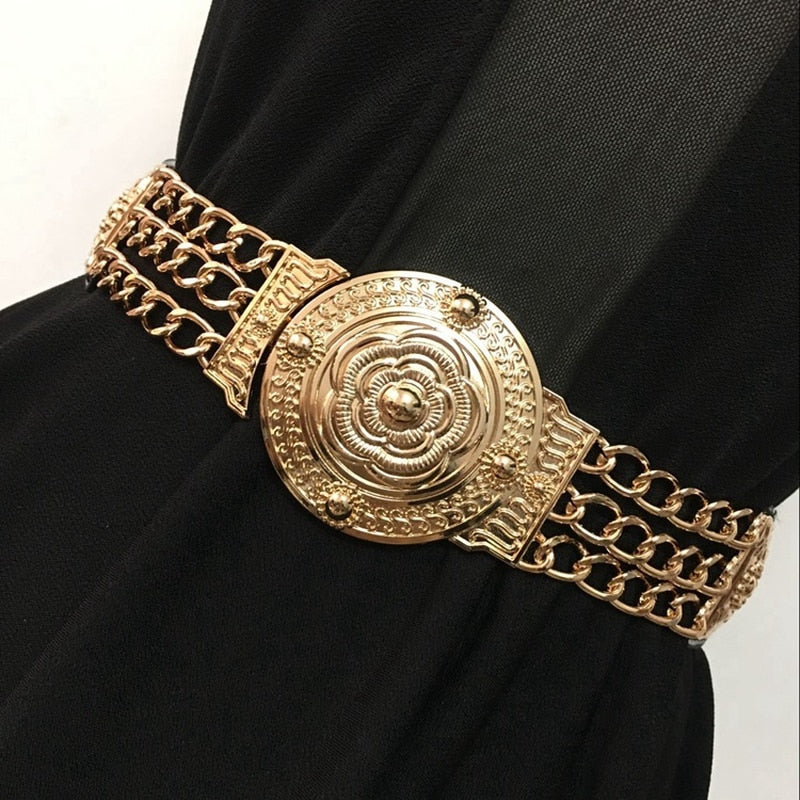 Women's Flower Golden Chain Belt