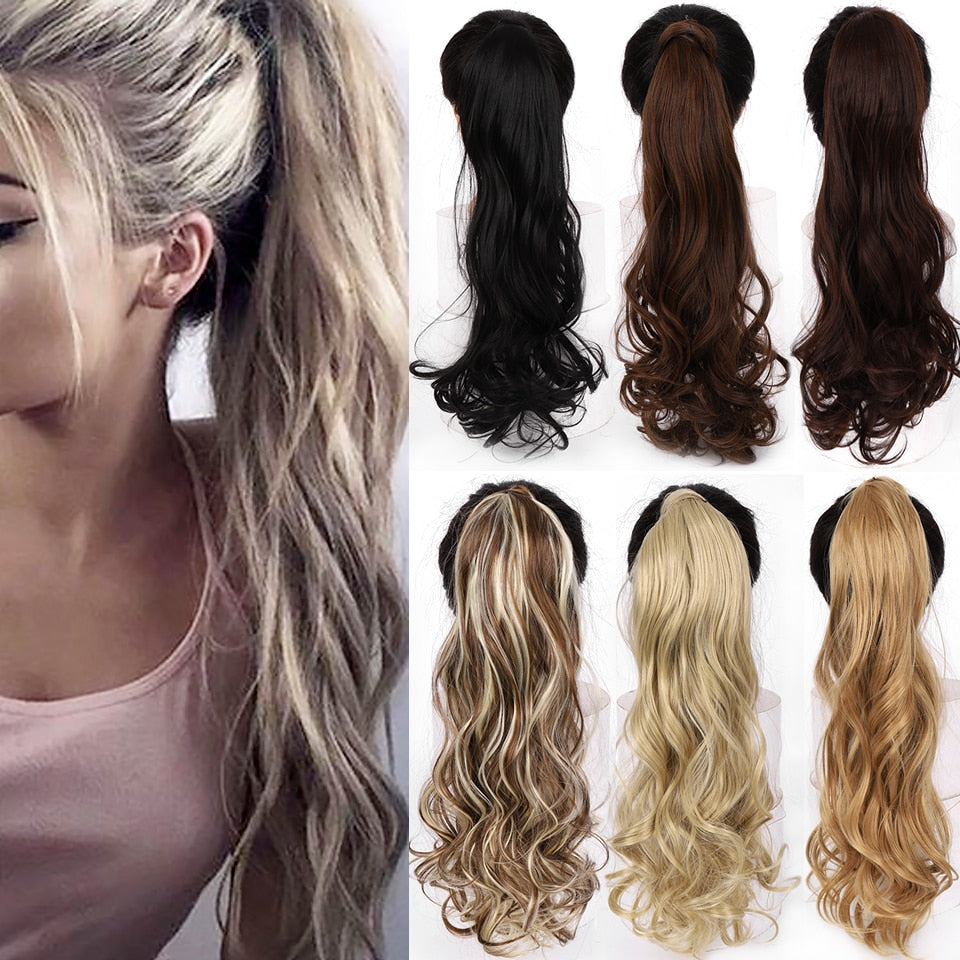 22" InnerGoddess Wavy Wrap Around Clip In Ponytail Heat Resistant Hair Extension