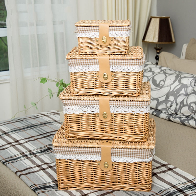 Heart & Home Woven Wicker Picnic & Storage Basket