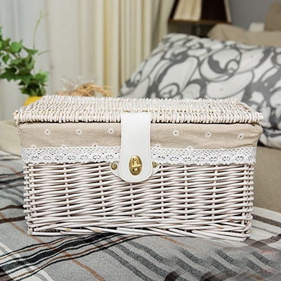 Heart & Home Woven Wicker Picnic & Storage Basket