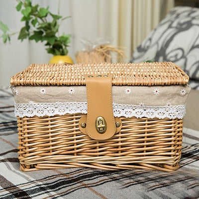 Heart & Home Woven Wicker Picnic & Storage Basket