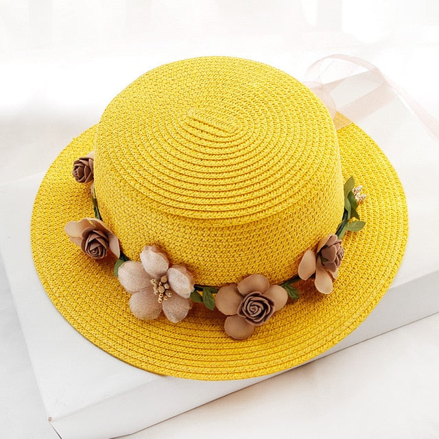 Women's Sun Star Floral Summer Straw Hat