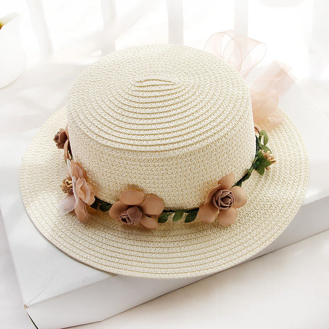 Women's Sun Star Floral Summer Straw Hat