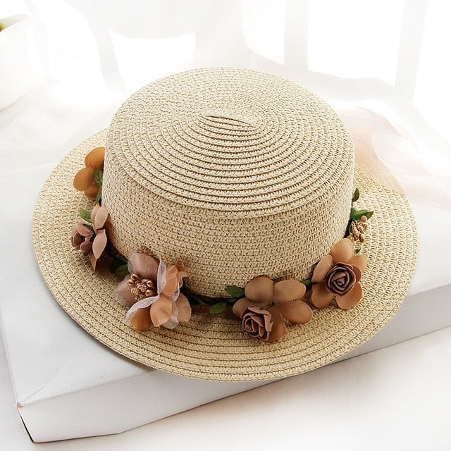 Women's Sun Star Floral Summer Straw Hat