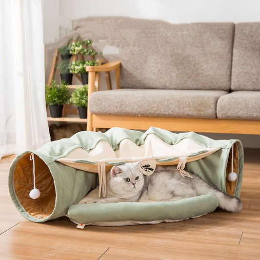 Foldable Cat Tunnel Toy Cat Channel Cat Nest Playable Sleepable Autumn and Winter Cat Bed to Keep Warm and Comfortable