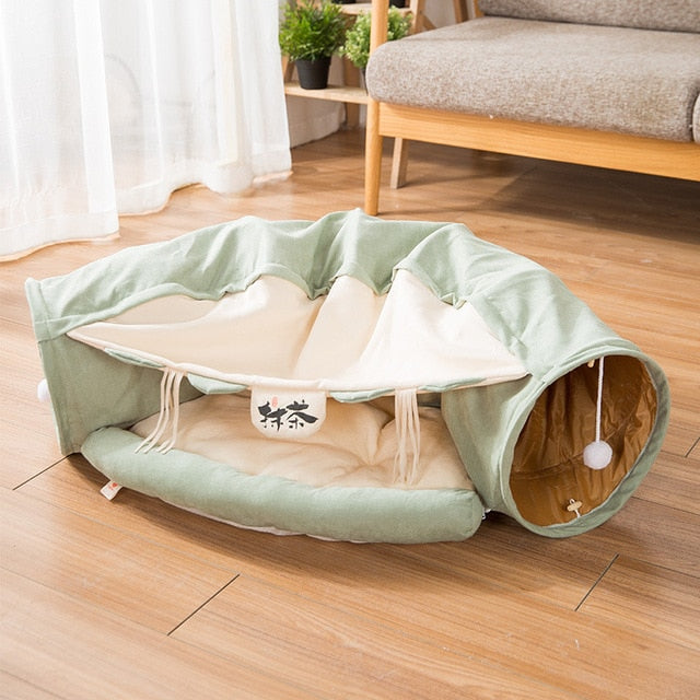 Foldable Cat Tunnel Toy Cat Channel Cat Nest Playable Sleepable Autumn and Winter Cat Bed to Keep Warm and Comfortable