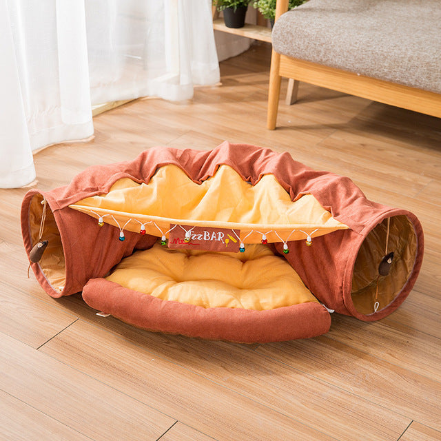 Foldable Cat Tunnel Toy Cat Channel Cat Nest Playable Sleepable Autumn and Winter Cat Bed to Keep Warm and Comfortable