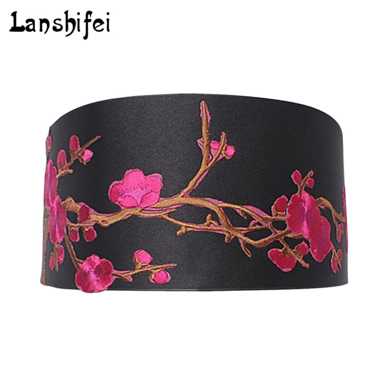 Wide Waist Belt Fashion Female Elastic Tassel Wide Belt Decoration Dress Accessories Belt Cummerbunds Plum Blossom Chinese Style