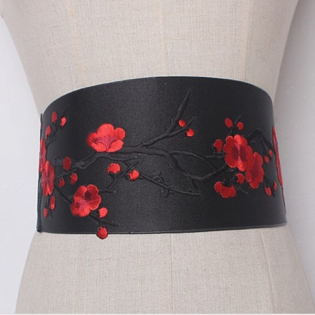 Wide Waist Belt Fashion Female Elastic Tassel Wide Belt Decoration Dress Accessories Belt Cummerbunds Plum Blossom Chinese Style